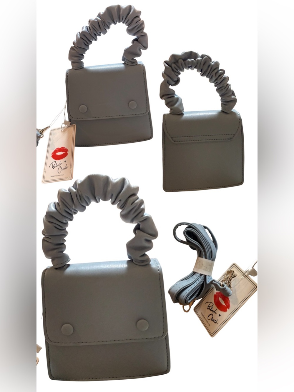 Blush Gray Scrunch-Handle Mini Bag
